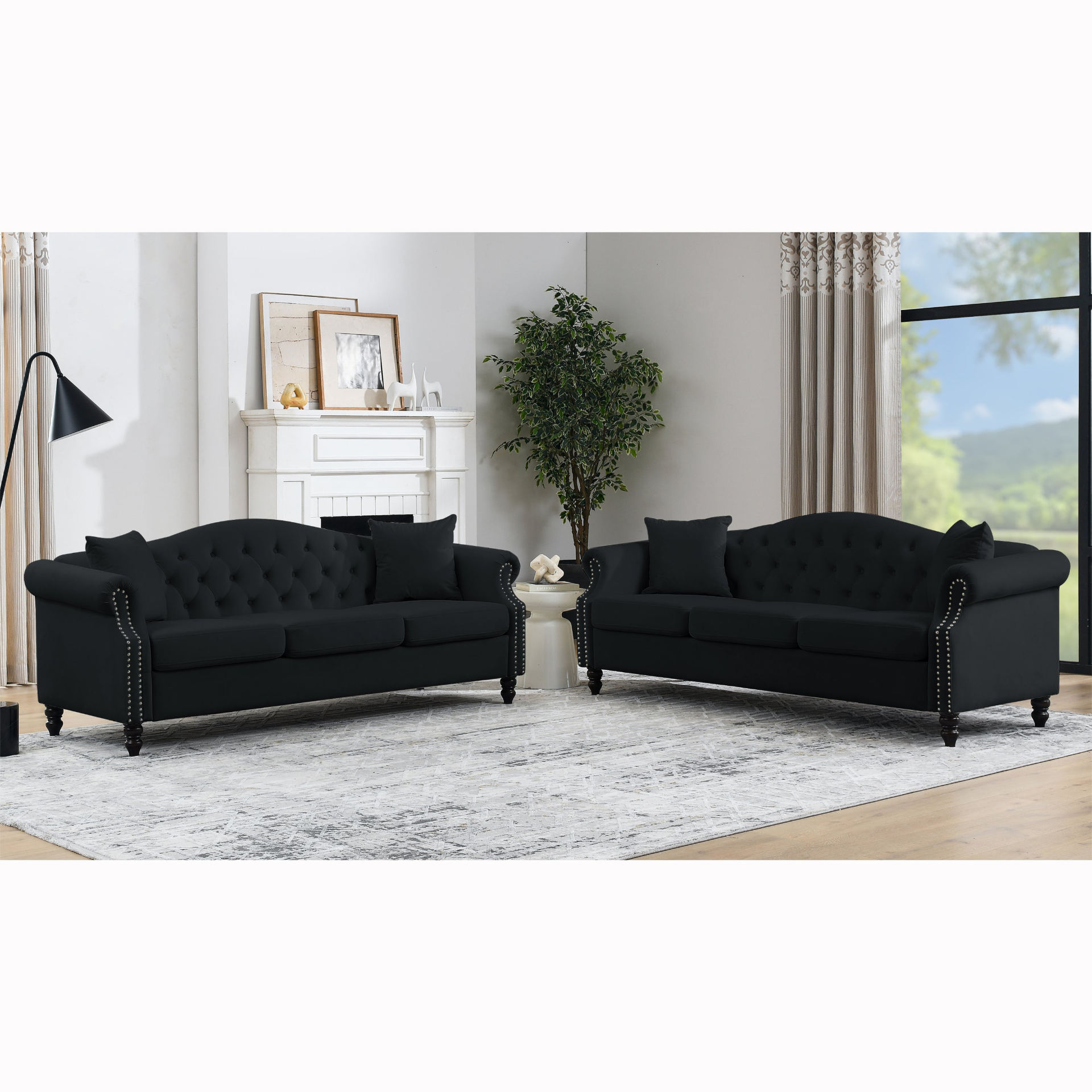 79" Chesterfield Sofa Black Velvet - Classic and Sophisticated Sensual Secret Boutique