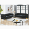 {Contact us for 3D modeling} Velvet Sofa for Living Room, Buttons Tufted Square Arm Couch, Modern Couch Upholstered Button and Metal Legs, Sofa Couch for Bedroom, Black Velvet, 2PCS Sensual Secret Boutique