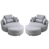 Swivel Accent Barrel Modern Grey Sofa Lounge Club Big Round Chair with Storage Ottoman Linen Fabric for Living Room Hotel with Pillows Sensual Secret Boutique