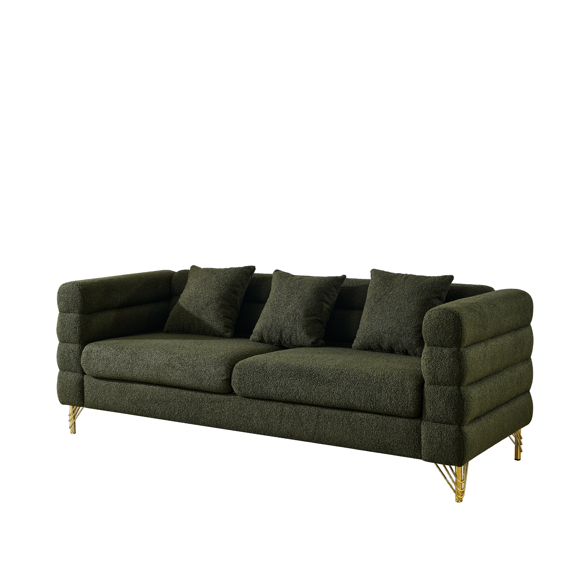 3-Seater + 3-Seater Combination Sofa in Green Teddy | Streamline Modern Design Sensual Secret Boutique