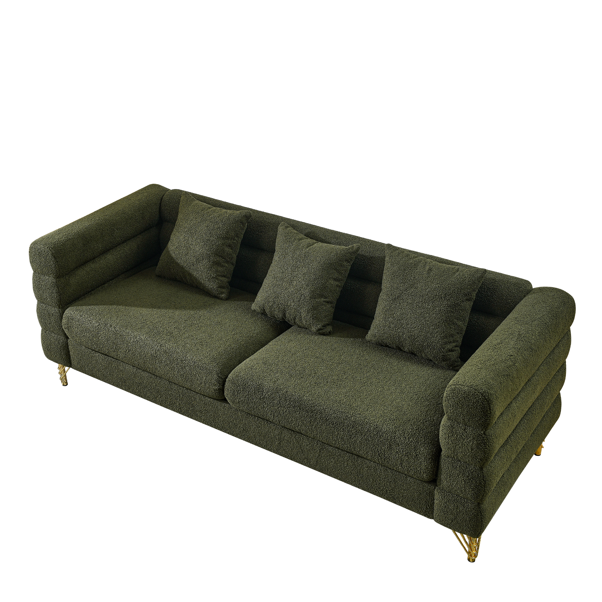 3-Seater + 3-Seater Combination Sofa in Green Teddy | Streamline Modern Design Sensual Secret Boutique