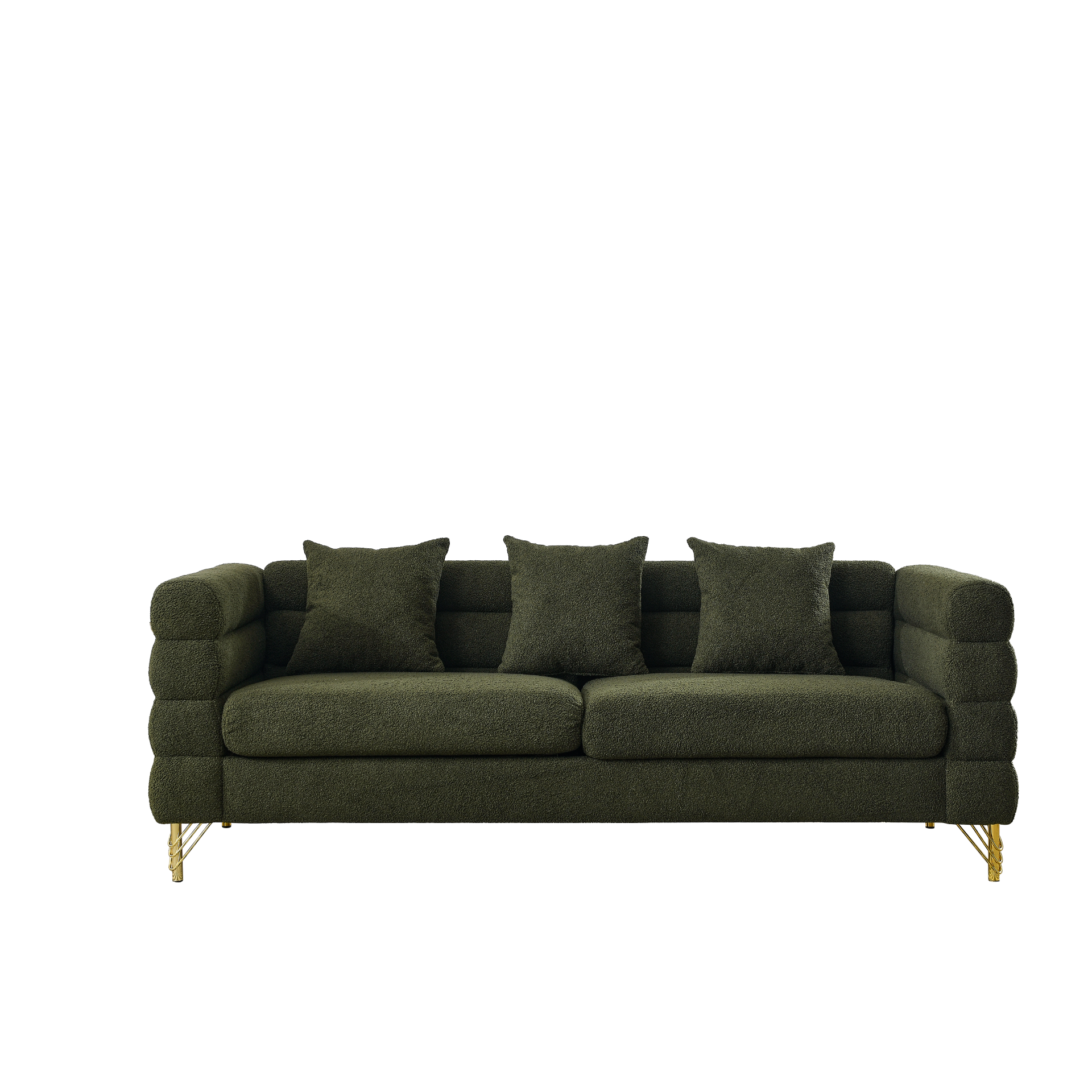 3-Seater + 3-Seater Combination Sofa in Green Teddy | Streamline Modern Design Sensual Secret Boutique