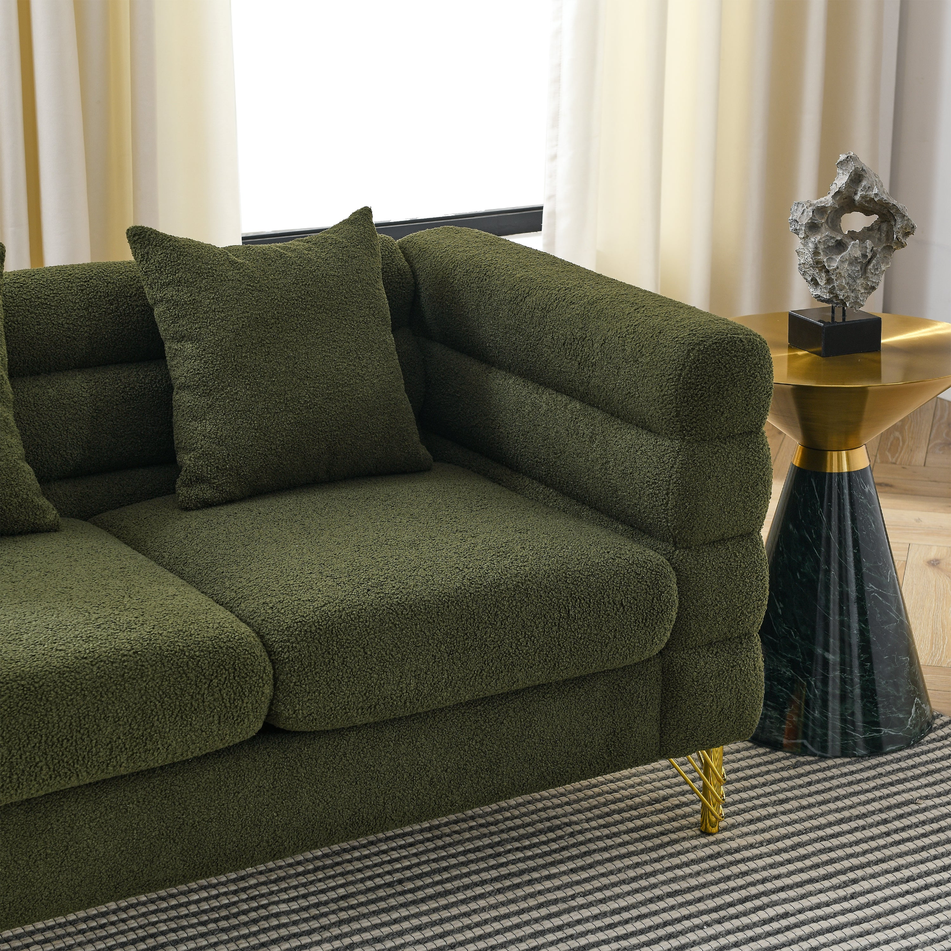 3-Seater + 3-Seater Combination Sofa in Green Teddy | Streamline Modern Design Sensual Secret Boutique