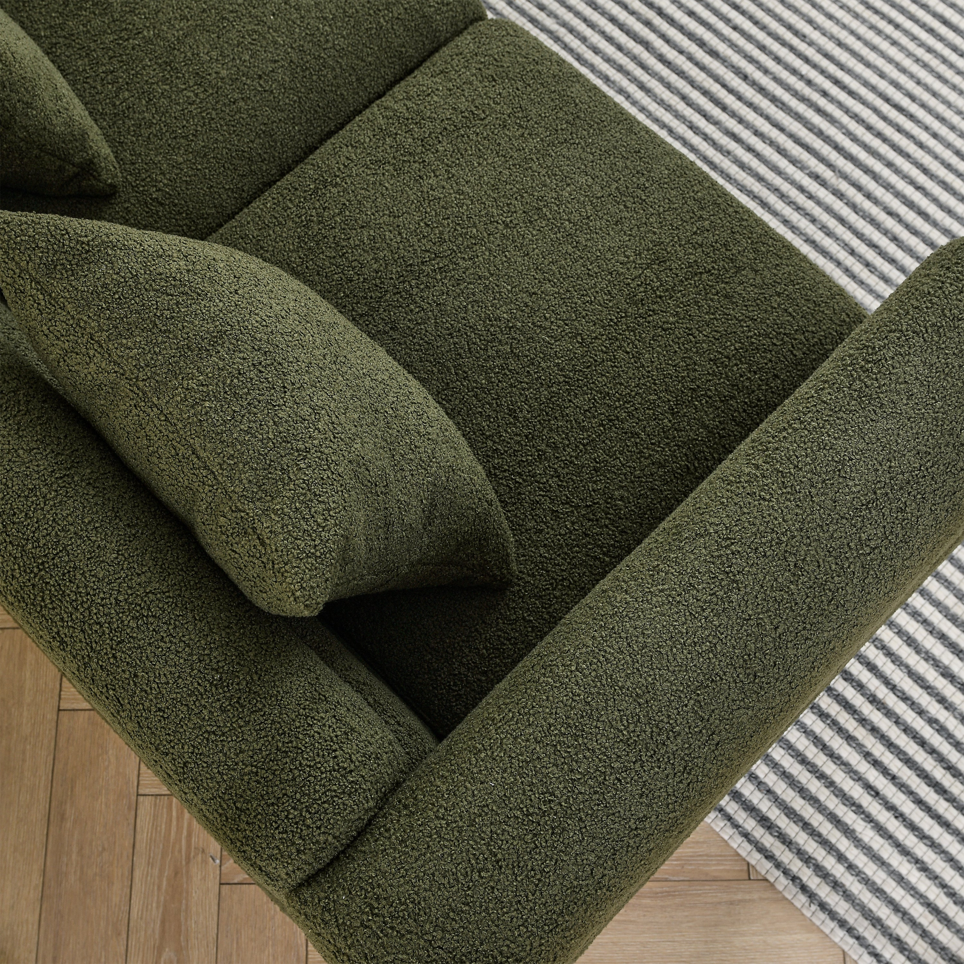 3-Seater + 3-Seater Combination Sofa in Green Teddy | Streamline Modern Design Sensual Secret Boutique