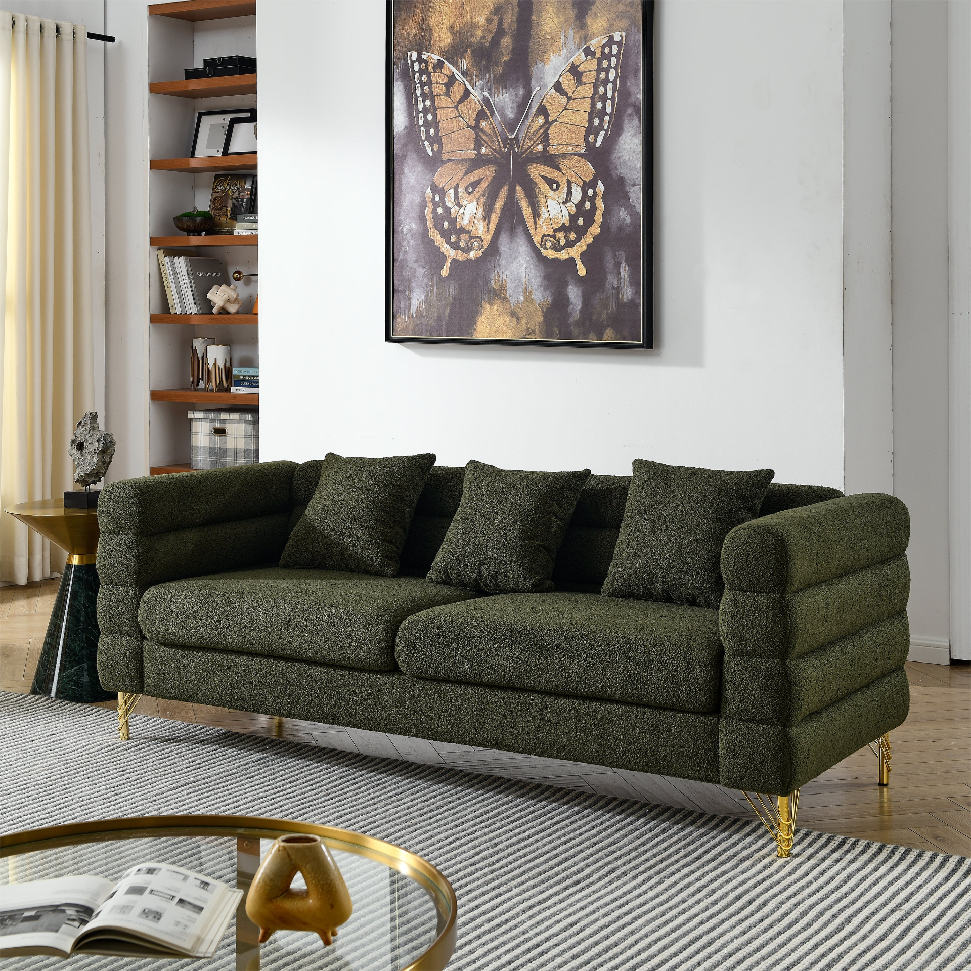 3-Seater + 2-Seater Combination Sofa - Green Teddy | Streamline Modern Design Sensual Secret Boutique