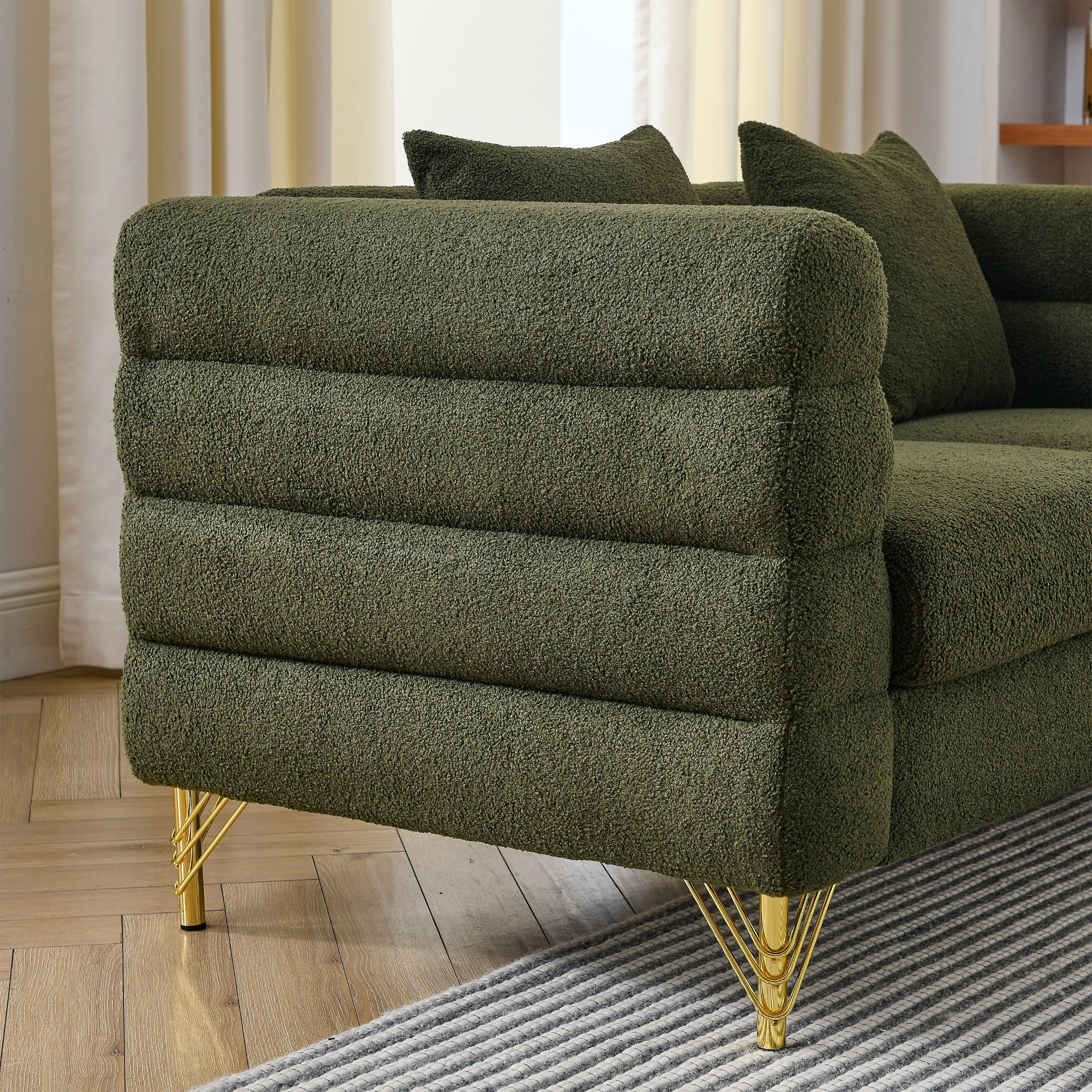 3-Seater + 2-Seater Combination Sofa - Green Teddy | Streamline Modern Design Sensual Secret Boutique