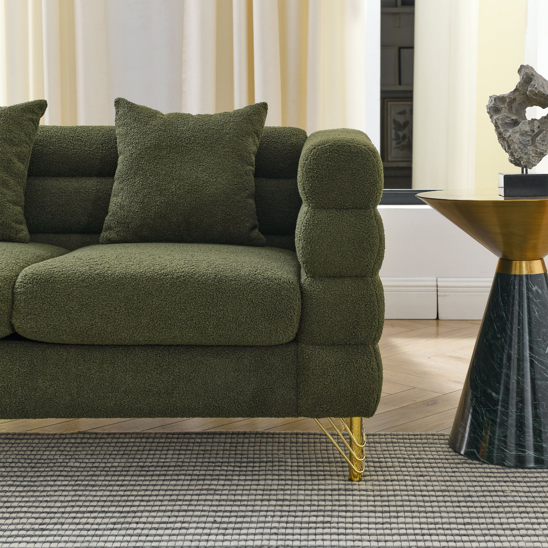 3-Seater + 2-Seater Combination Sofa - Green Teddy | Streamline Modern Design Sensual Secret Boutique