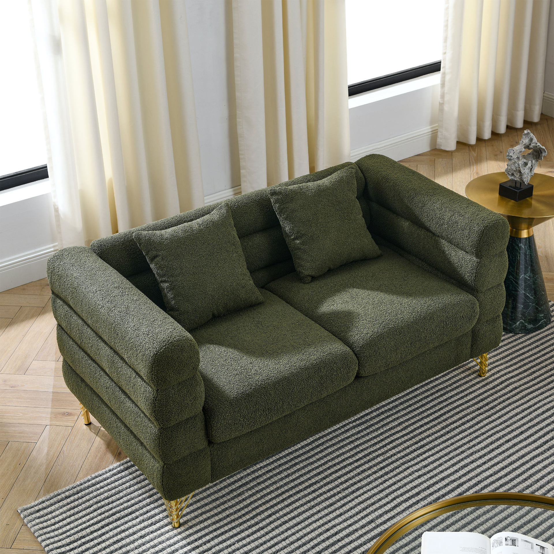 3-Seater + 2-Seater Combination Sofa - Green Teddy | Streamline Modern Design Sensual Secret Boutique