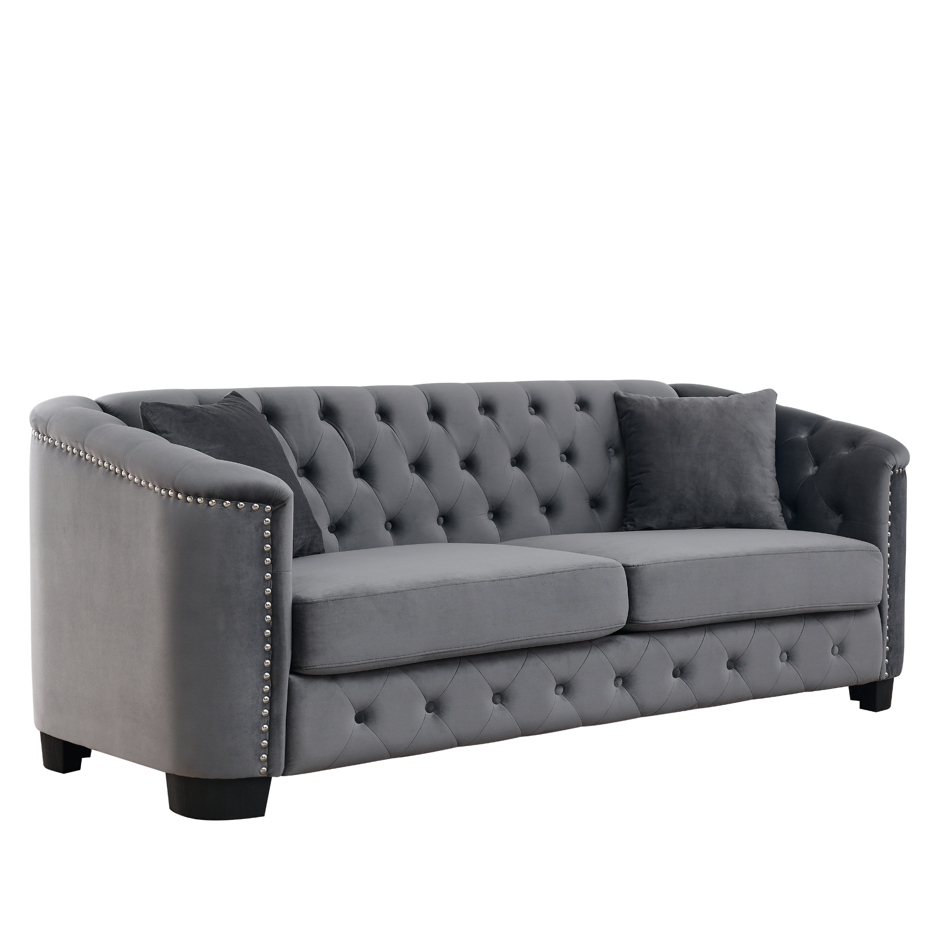 77-Inch Modern Chesterfield Velvet Sofa | Grey | 3-Seater Sofa Sensual Secret Boutique