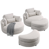 Swivel Accent Barrel Modern Sofa Lounge Club Big Round Chair with Storage Ottoman Linen Fabric for Living Room Hotel with Pillows - 2PCS Sensual Secret Boutique