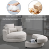 Swivel Accent Barrel Modern Sofa Lounge Club Big Round Chair with Storage Ottoman Linen Fabric for Living Room Hotel with Pillows - 2PCS Sensual Secret Boutique