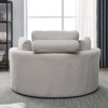 Swivel Accent Barrel Modern Sofa Lounge Club Big Round Chair with Storage Ottoman Linen Fabric for Living Room Hotel with Pillows - 2PCS Sensual Secret Boutique