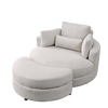 Swivel Accent Barrel Modern Sofa Lounge Club Big Round Chair with Storage Ottoman Linen Fabric for Living Room Hotel with Pillows - 2PCS Sensual Secret Boutique