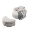 Swivel Accent Barrel Modern Sofa Lounge Club Big Round Chair with Storage Ottoman Linen Fabric for Living Room Hotel with Pillows - 2PCS Sensual Secret Boutique