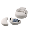 Swivel Accent Barrel Modern Sofa Lounge Club Big Round Chair with Storage Ottoman Linen Fabric for Living Room Hotel with Pillows - 2PCS Sensual Secret Boutique