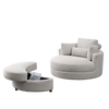 Swivel Accent Barrel Modern Sofa Lounge Club Big Round Chair with Storage Ottoman Linen Fabric for Living Room Hotel with Pillows - 2PCS Sensual Secret Boutique