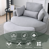 Swivel Accent Barrel Modern Grey Sofa Lounge Club Big Round Chair with Storage Ottoman Linen Fabric for Living Room Hotel with Pillows Sensual Secret Boutique