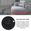 Swivel Accent Barrel Modern Grey Sofa Lounge Club Big Round Chair with Storage Ottoman Linen Fabric for Living Room Hotel with Pillows Sensual Secret Boutique