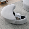 Swivel Accent Barrel Modern Grey Sofa Lounge Club Big Round Chair with Storage Ottoman Linen Fabric for Living Room Hotel with Pillows Sensual Secret Boutique