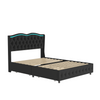 Luxurious Queen Platform Bed Frame - Velvet Upholstered Bed with LED Light Headboard and Pull-Out Storage Drawers Sensual Secret Boutique