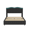 Luxurious Queen Platform Bed Frame - Velvet Upholstered Bed with LED Light Headboard and Pull-Out Storage Drawers Sensual Secret Boutique