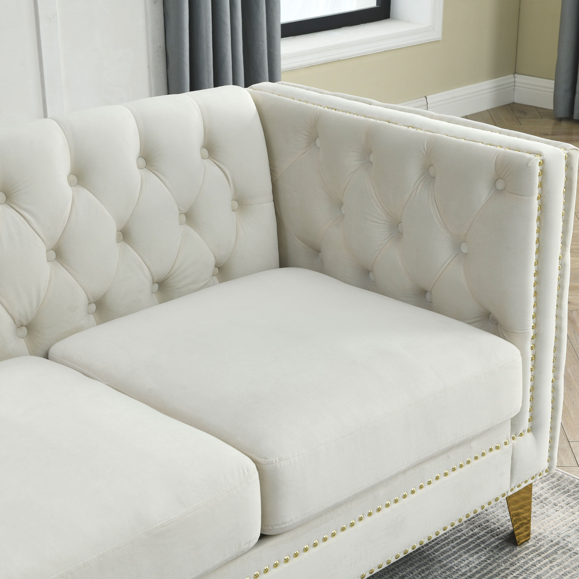 {Contact us for 3D modeling} Velvet Sofa for Living Room, Beige Velvet-2S Sensual Secret Boutique