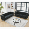 {Contact us for 3D modeling} Velvet Sofa for Living Room, Buttons Tufted Square Arm Couch, Modern Couch Upholstered Button and Metal Legs, Sofa Couch for Bedroom, Black Velvet, 2PCS Sensual Secret Boutique