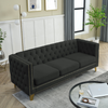 {Contact us for 3D modeling} Velvet Sofa for Living Room, Buttons Tufted Square Arm Couch, Modern Couch Upholstered Button and Metal Legs, Sofa Couch for Bedroom, Black Velvet, 2PCS Sensual Secret Boutique