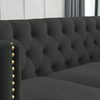 {Contact us for 3D modeling} Velvet Sofa for Living Room, Buttons Tufted Square Arm Couch, Modern Couch Upholstered Button and Metal Legs, Sofa Couch for Bedroom, Black Velvet, 2PCS Sensual Secret Boutique