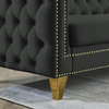 {Contact us for 3D modeling} Velvet Sofa for Living Room, Buttons Tufted Square Arm Couch, Modern Couch Upholstered Button and Metal Legs, Sofa Couch for Bedroom, Black Velvet, 2PCS Sensual Secret Boutique