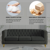 {Contact us for 3D modeling} Velvet Sofa for Living Room, Buttons Tufted Square Arm Couch, Modern Couch Upholstered Button and Metal Legs, Sofa Couch for Bedroom, Black Velvet, 2PCS Sensual Secret Boutique