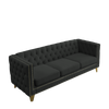 {Contact us for 3D modeling} Velvet Sofa for Living Room, Buttons Tufted Square Arm Couch, Modern Couch Upholstered Button and Metal Legs, Sofa Couch for Bedroom, Black Velvet, 2PCS Sensual Secret Boutique