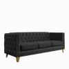 {Contact us for 3D modeling} Velvet Sofa for Living Room, Buttons Tufted Square Arm Couch, Modern Couch Upholstered Button and Metal Legs, Sofa Couch for Bedroom, Black Velvet, 2PCS Sensual Secret Boutique