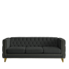 {Contact us for 3D modeling} Velvet Sofa for Living Room, Buttons Tufted Square Arm Couch, Modern Couch Upholstered Button and Metal Legs, Sofa Couch for Bedroom, Black Velvet, 2PCS Sensual Secret Boutique