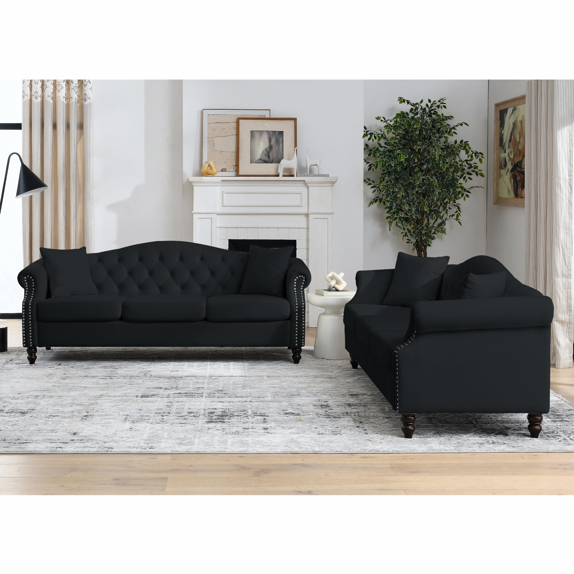 79" Chesterfield Sofa Black Velvet - Classic and Sophisticated Sensual Secret Boutique