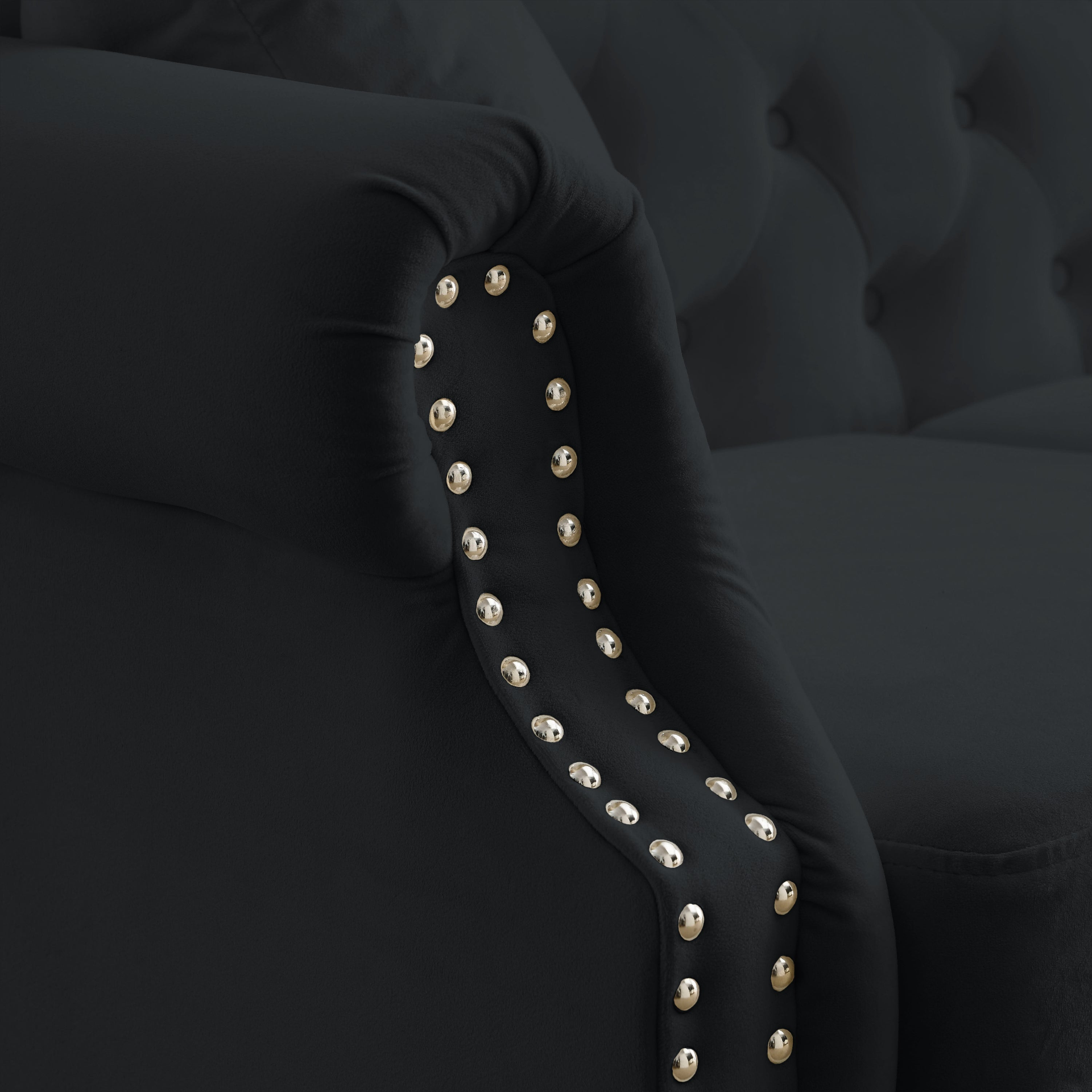 79" Chesterfield Sofa Black Velvet - Classic and Sophisticated Sensual Secret Boutique