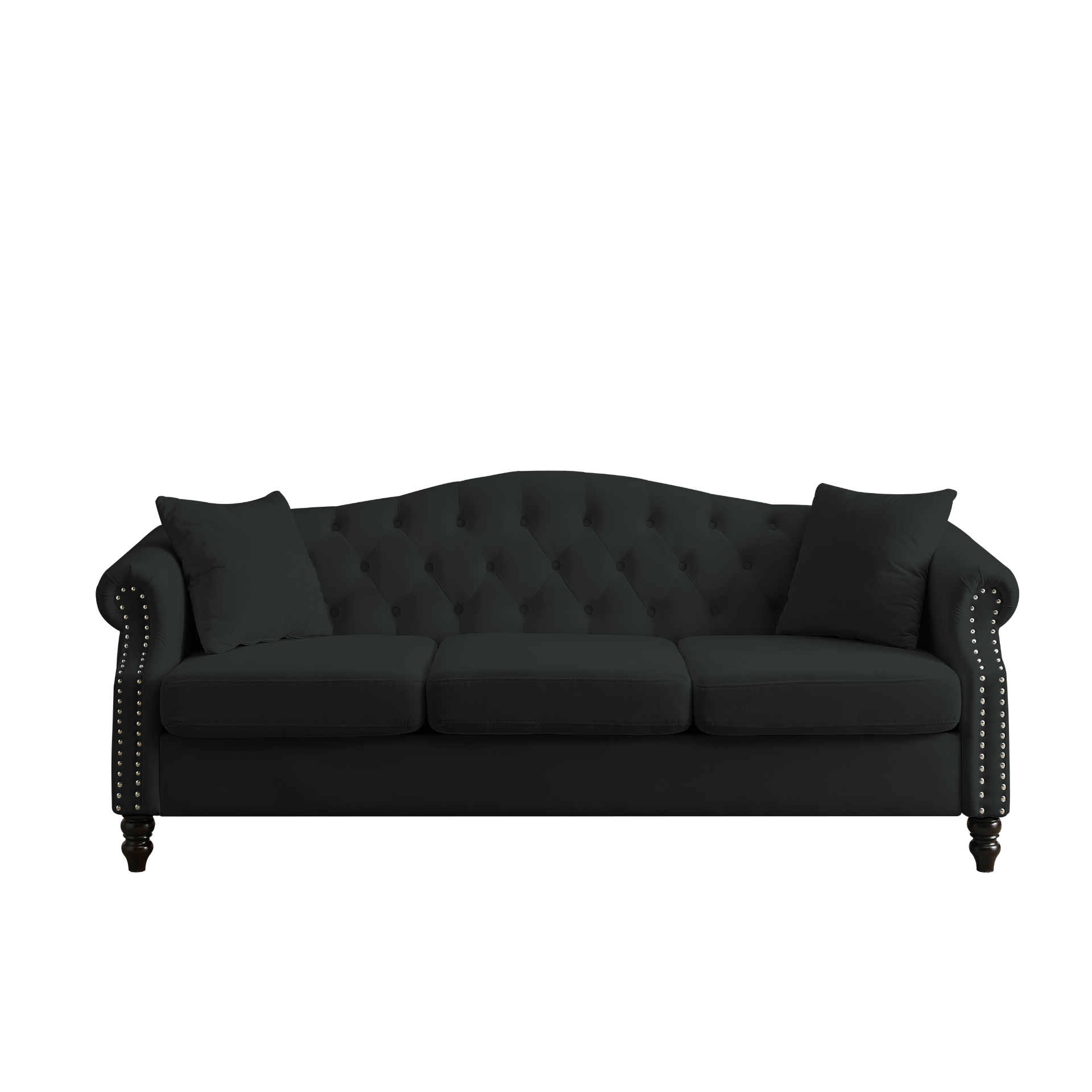 79" Chesterfield Sofa Black Velvet - Classic and Sophisticated Sensual Secret Boutique