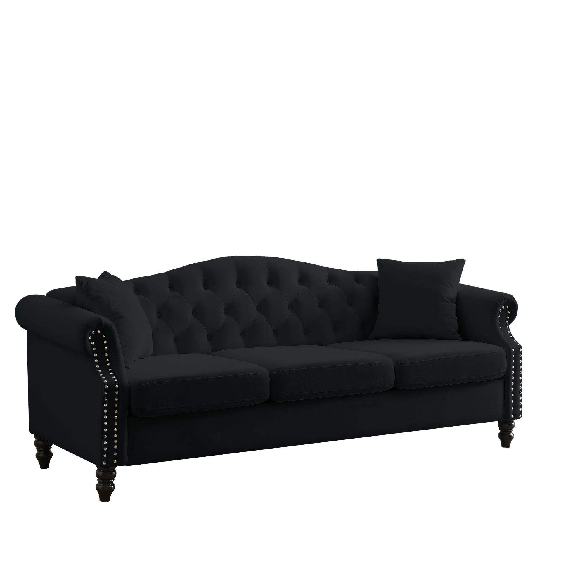 79" Chesterfield Sofa Black Velvet - Classic and Sophisticated Sensual Secret Boutique