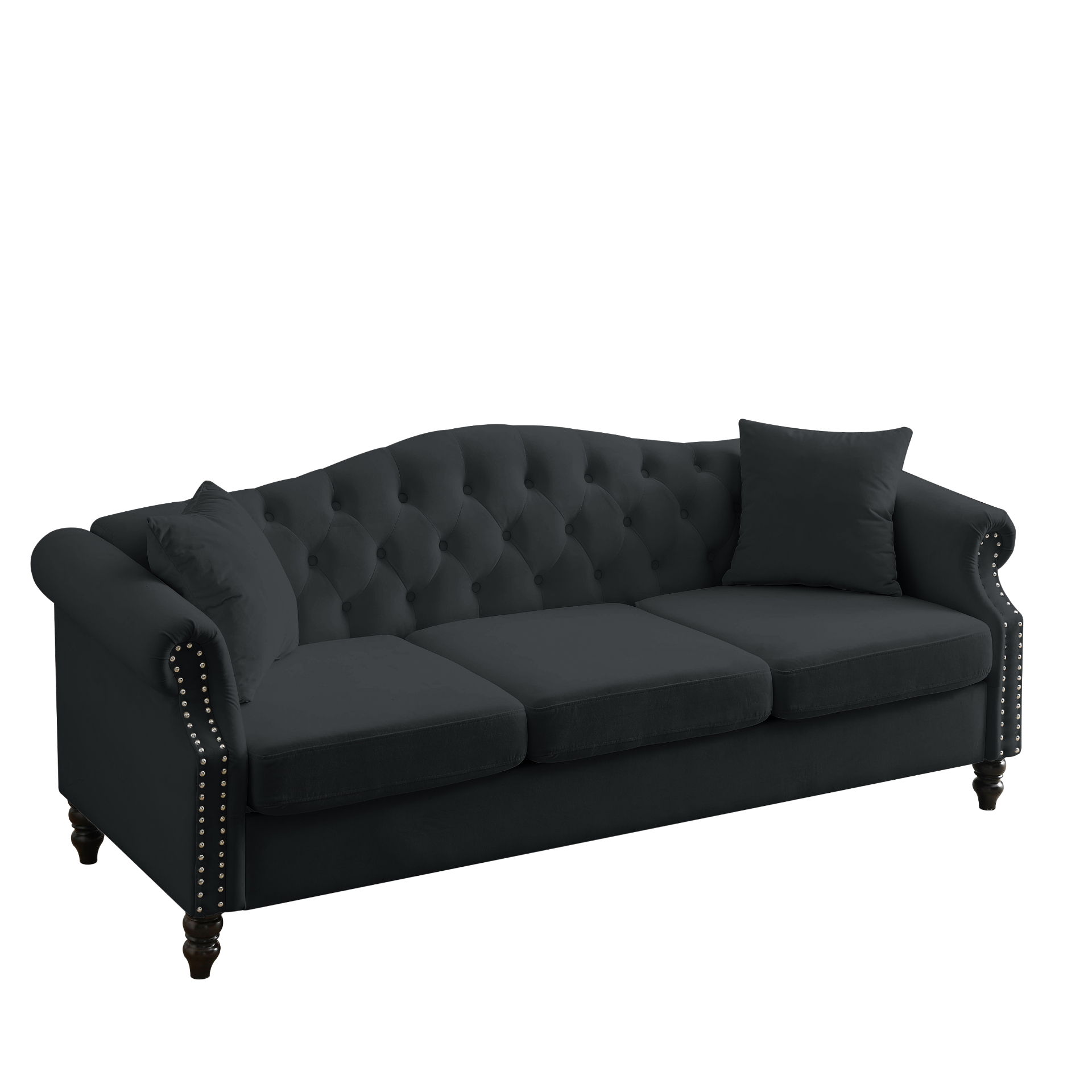 79" Chesterfield Sofa Black Velvet - Classic and Sophisticated Sensual Secret Boutique