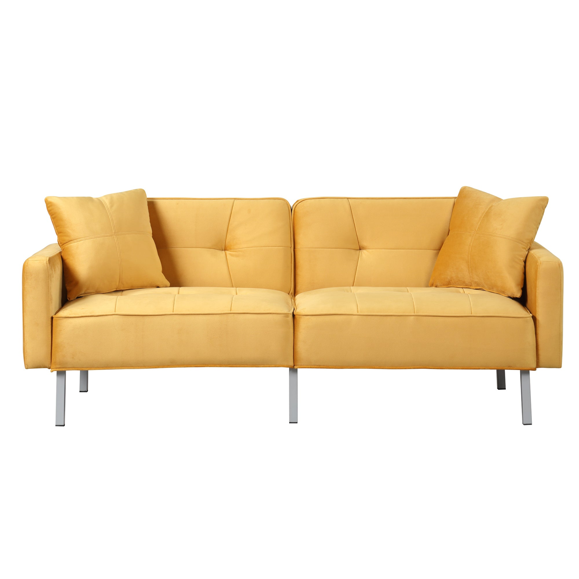 Orisfur Linen Upholstered Modern Convertible Folding Futon Sofa Bed - Yellow Sensual Secret Boutique