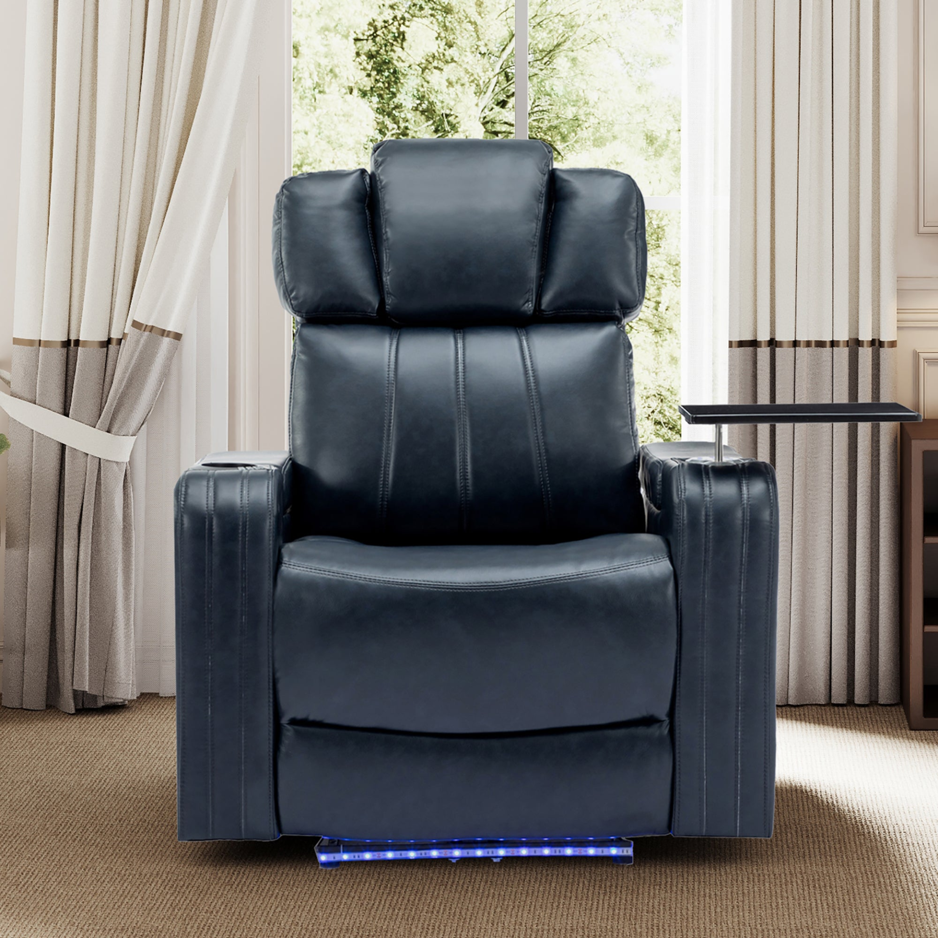 PU Leather Power Recliner Individual Seat Home Theater Recliner - Blue | Ultimate Comfort and Entertainment Sensual Secret Boutique