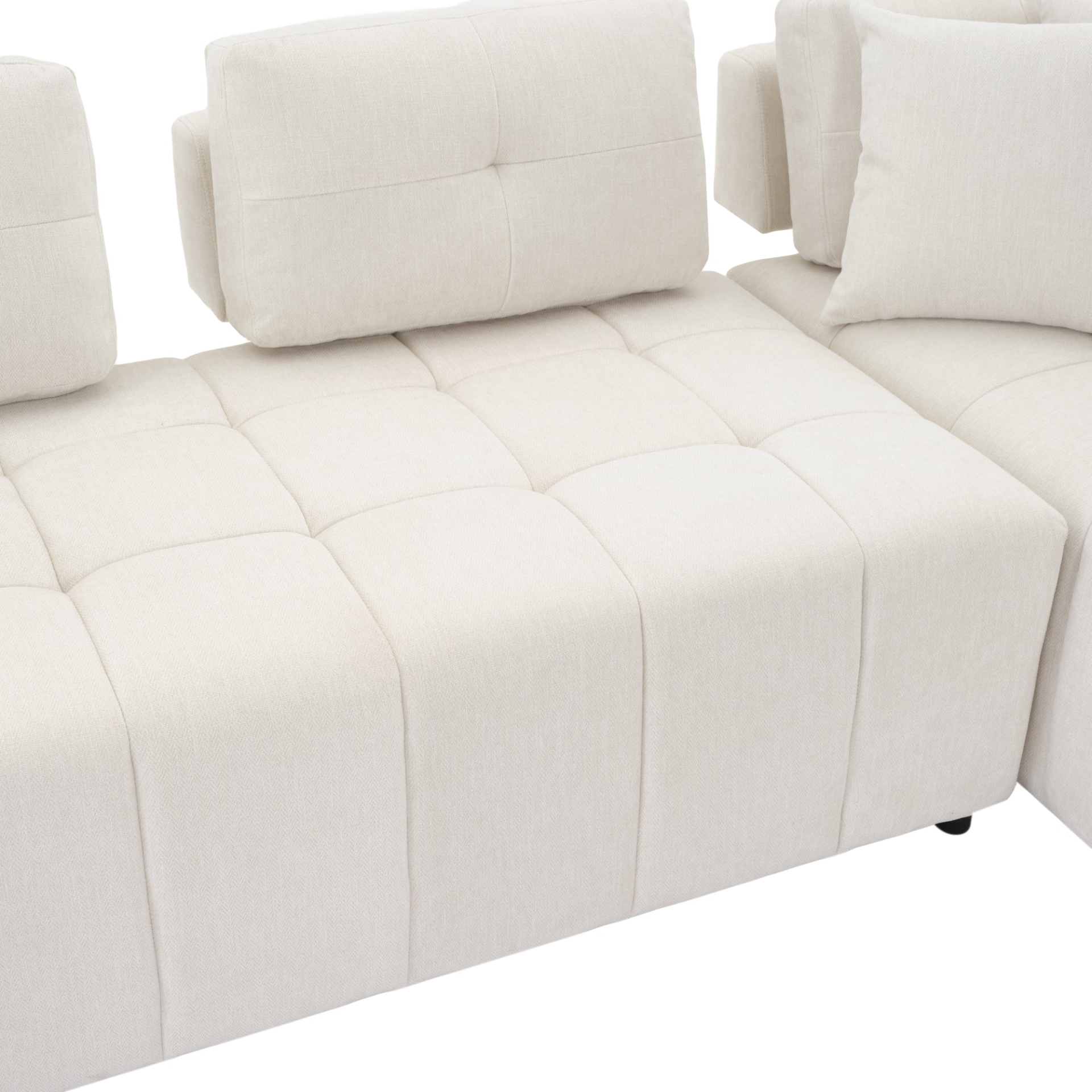 91.73" L-shaped Sofa Sectional Sofa Couch with 2 Stools and 2 Lumbar Pillows for Living Room, Beige Sensual Secret Boutique