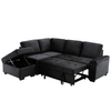 Sleeper Sectional Sofa, L-Shape Corner Couch Sofa-Bed with Storage Ottoman & Hidden Arm Storage & USB Charge, Black Sensual Secret Boutique