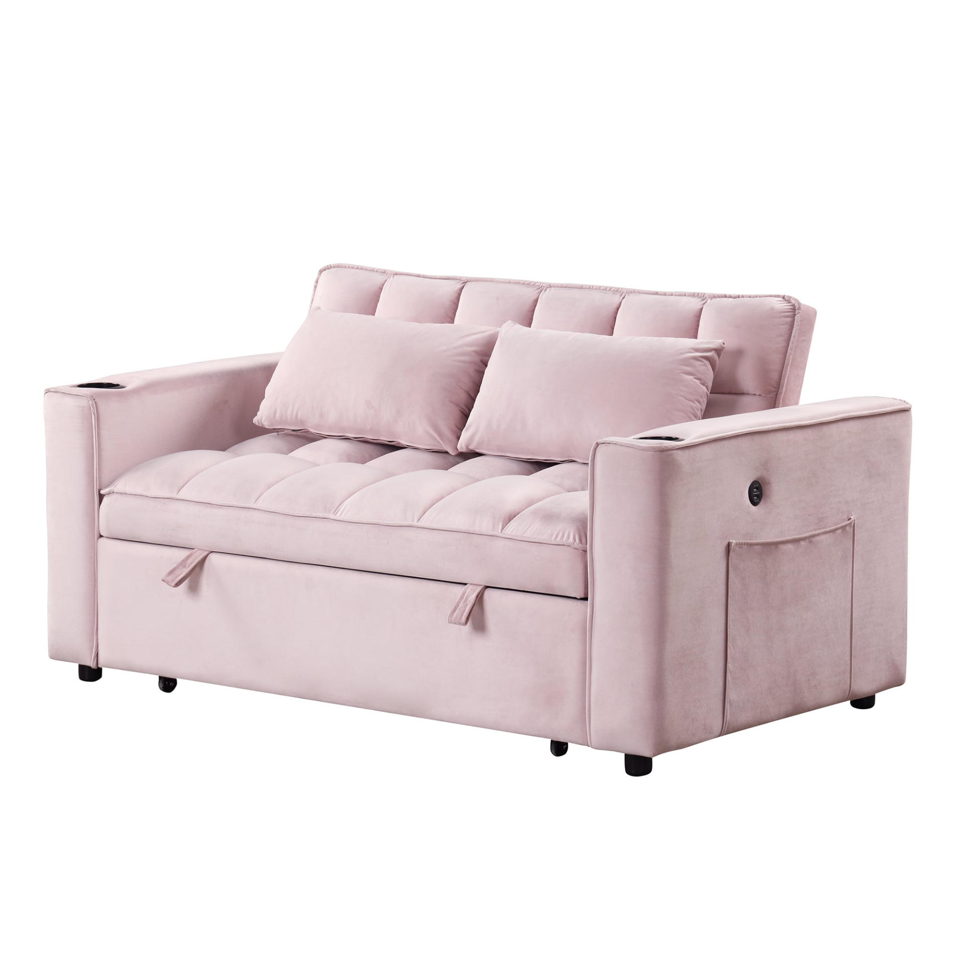 55.3" 4-1 Multi-functional Sofa Bed with Cup Holder and USB Port - Pink Sensual Secret Boutique