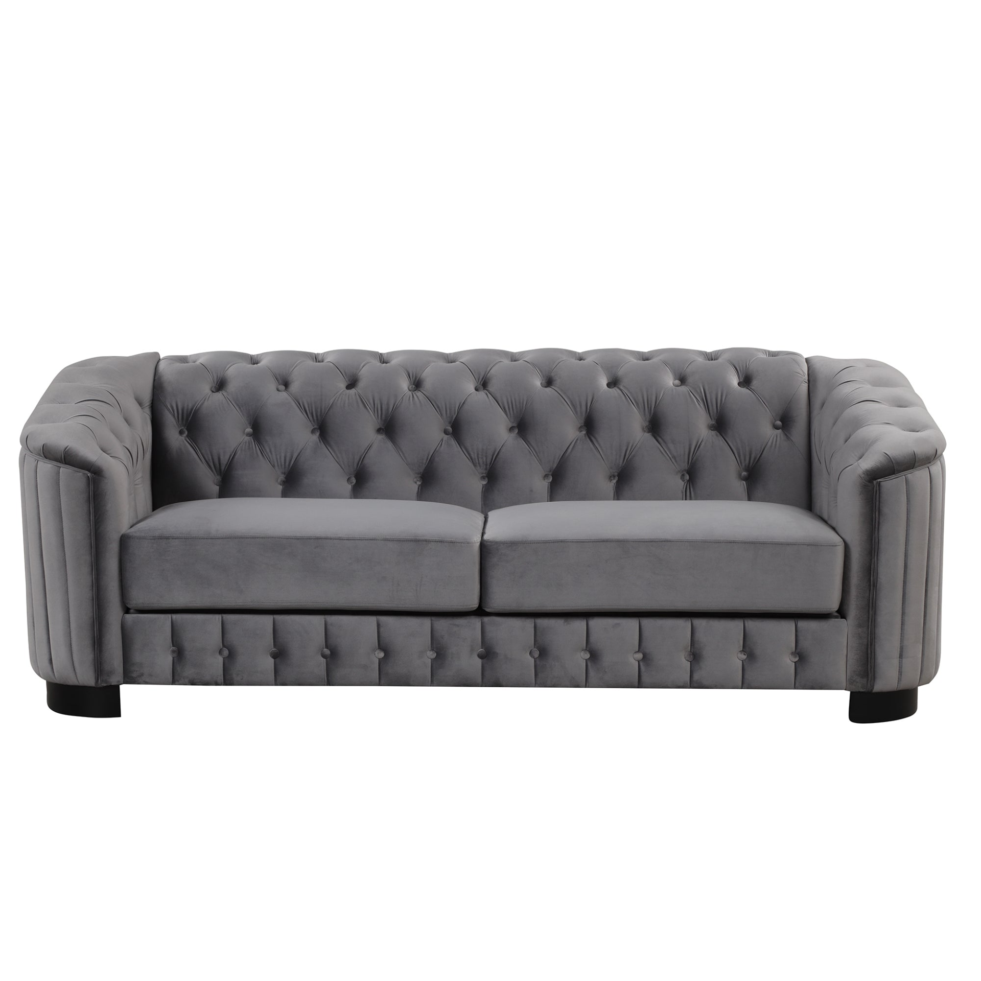 82-Inch Mid Century Modern Sofa | Velvet Upholstered Couch in Gray Sensual Secret Boutique