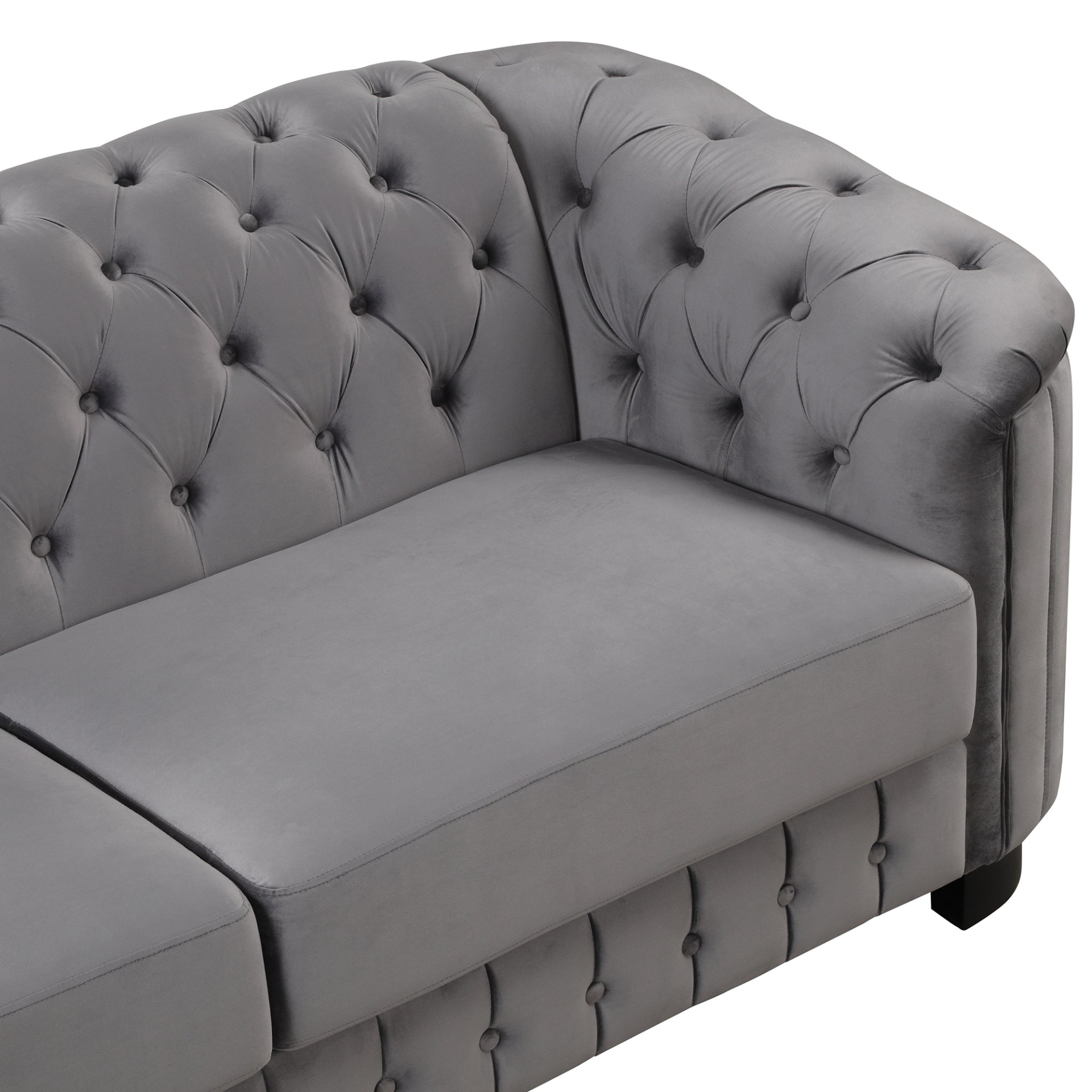 82-Inch Mid Century Modern Sofa | Velvet Upholstered Couch in Gray Sensual Secret Boutique