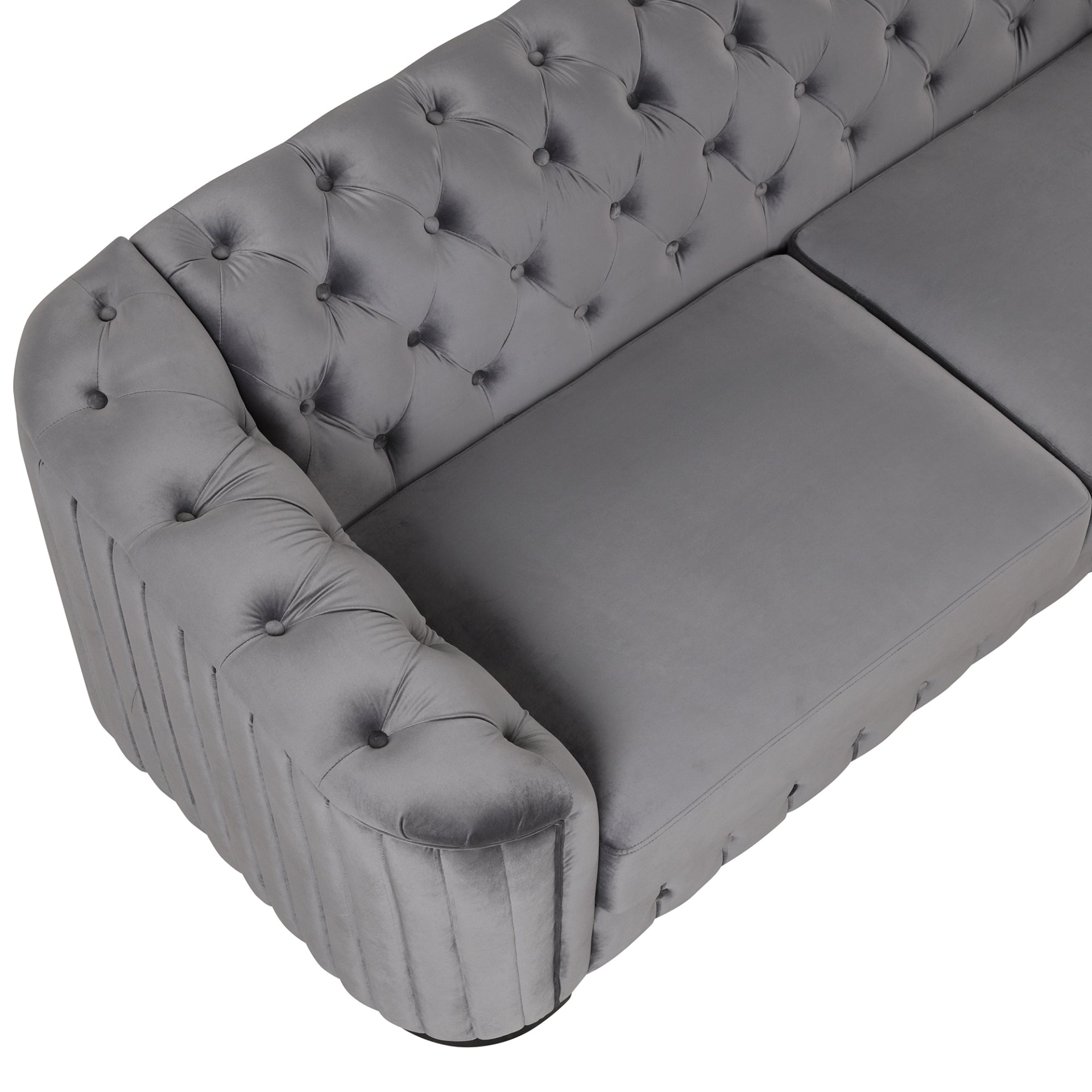 82-Inch Mid Century Modern Sofa | Velvet Upholstered Couch in Gray Sensual Secret Boutique