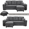 Reversible Sleeper Sectional Sofa Bed with Side Shelf and 2 Stools - Blue Black Sensual Secret Boutique