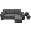 Reversible Sleeper Sectional Sofa Bed with Side Shelf and 2 Stools - Blue Black Sensual Secret Boutique