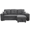 Reversible Sleeper Sectional Sofa Bed with Side Shelf and 2 Stools - Blue Black Sensual Secret Boutique